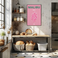 Malibu Pink Leaf Modern Travel Poster PosterGoat