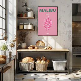 Malibu Pink Leaf Modern Travel Poster PosterGoat