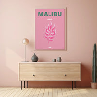 Malibu Pink Leaf Modern Travel Poster PosterGoat