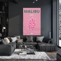 Malibu Pink Leaf Modern Travel Poster PosterGoat
