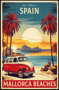 Mallorca Beaches Vintage Travel Advertisement Poster PosterGoat