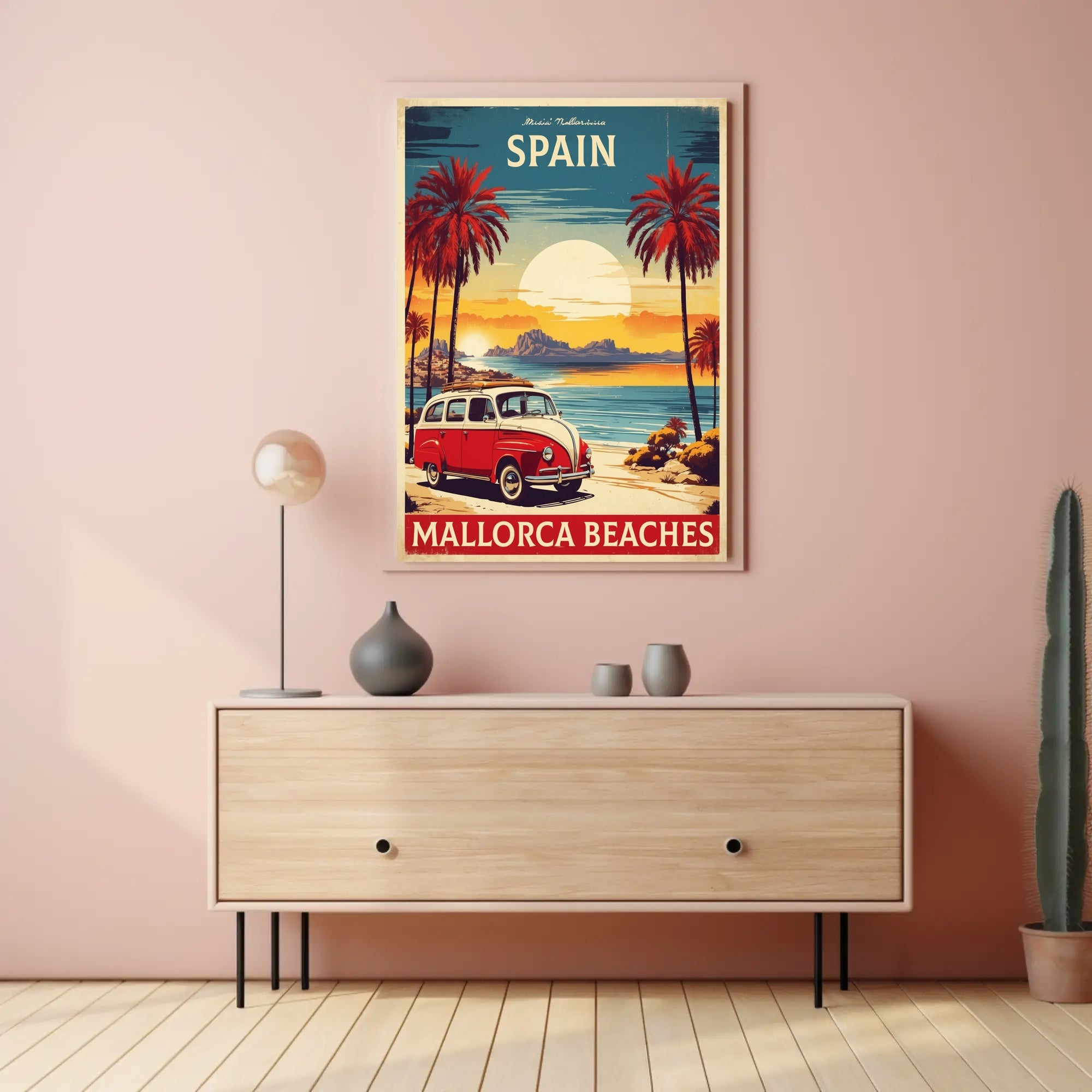 Mallorca Beaches Vintage Travel Advertisement Poster PosterGoat