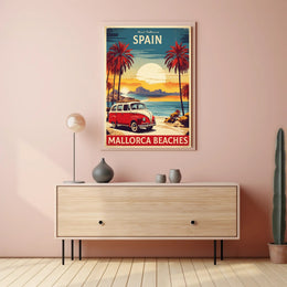 Mallorca Beaches Vintage Travel Advertisement Poster PosterGoat