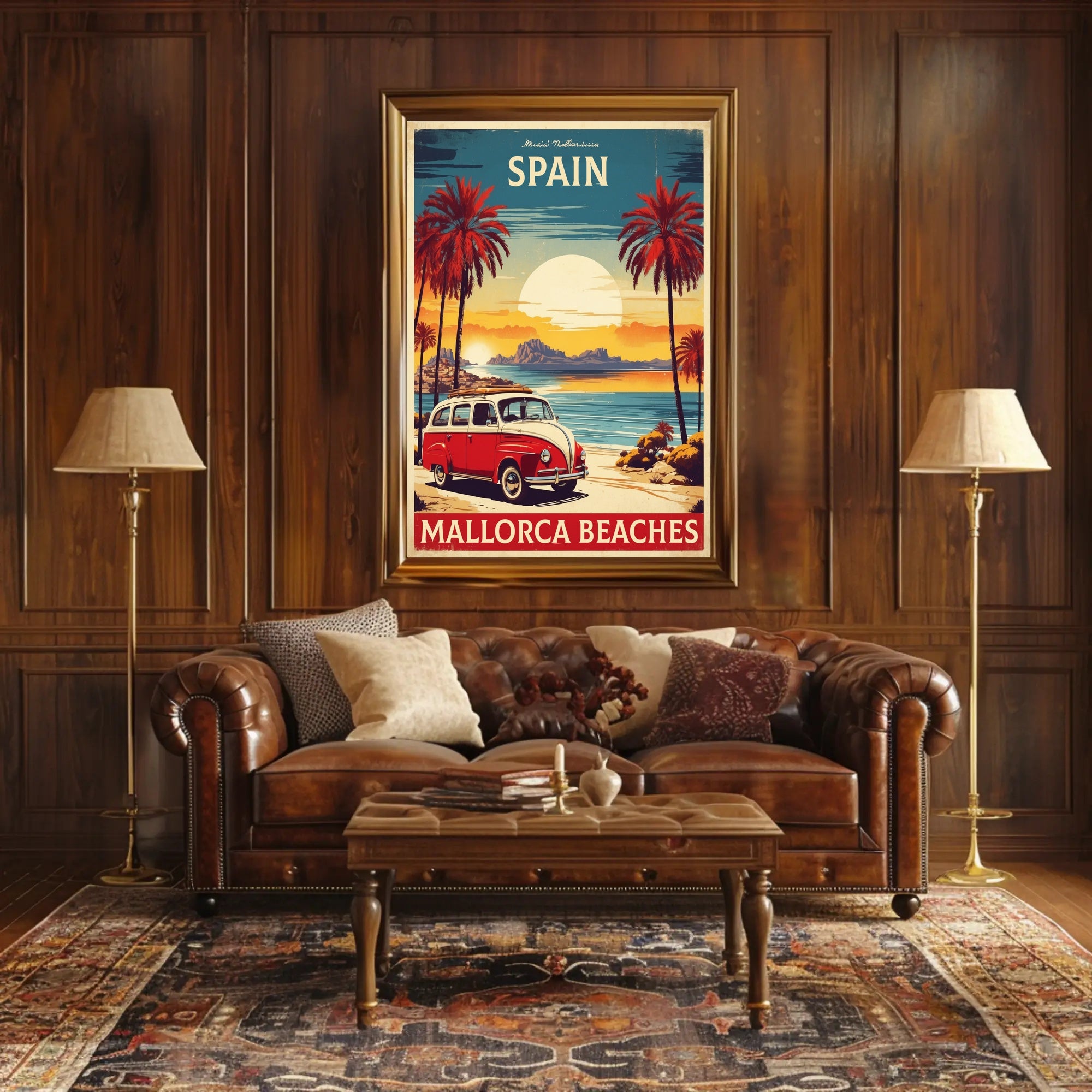 Mallorca Beaches Vintage Travel Advertisement Poster PosterGoat