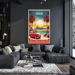 Mallorca Beaches Vintage Travel Advertisement Poster PosterGoat