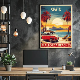 Mallorca Beaches Vintage Travel Advertisement Poster PosterGoat