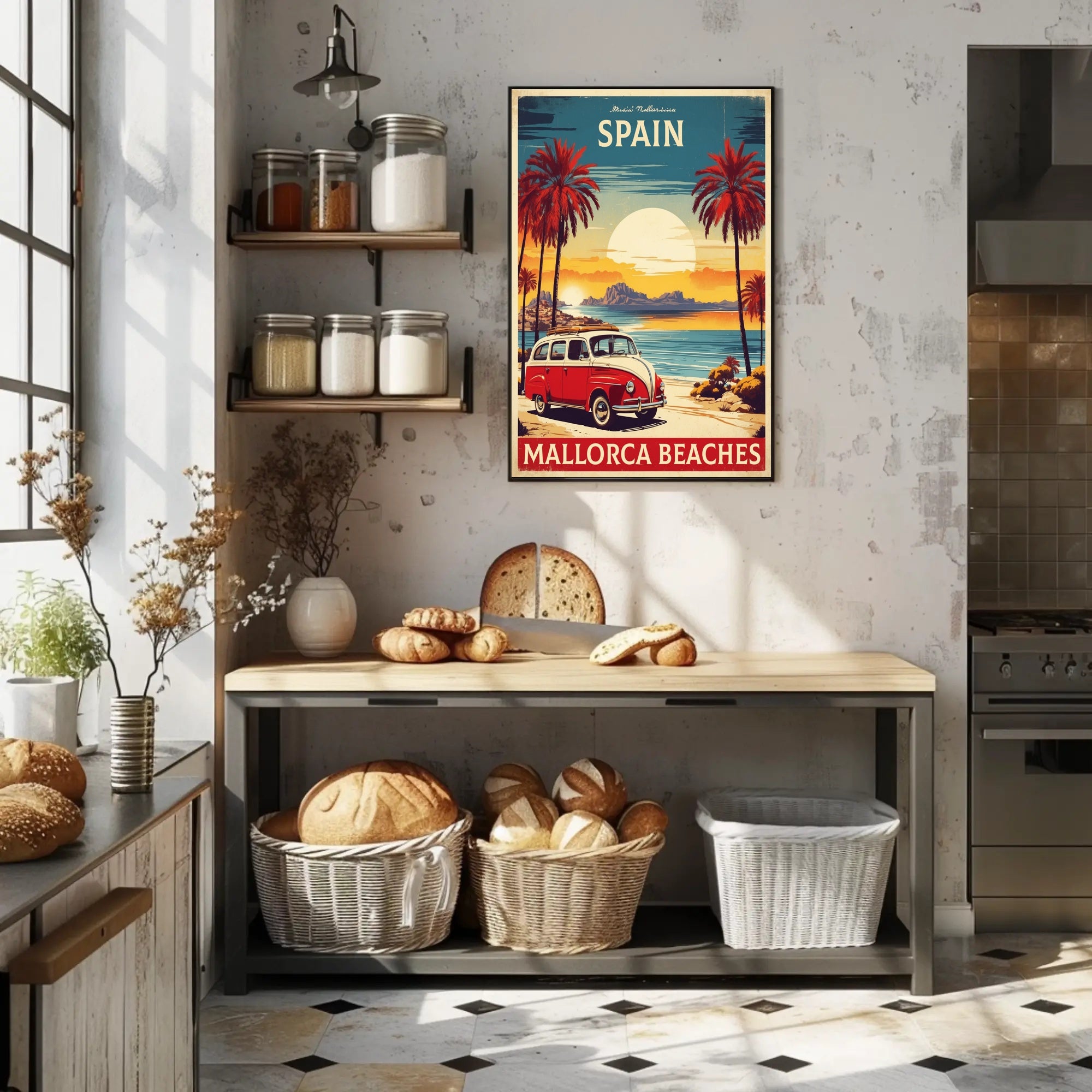 Mallorca Beaches Vintage Travel Advertisement Poster PosterGoat