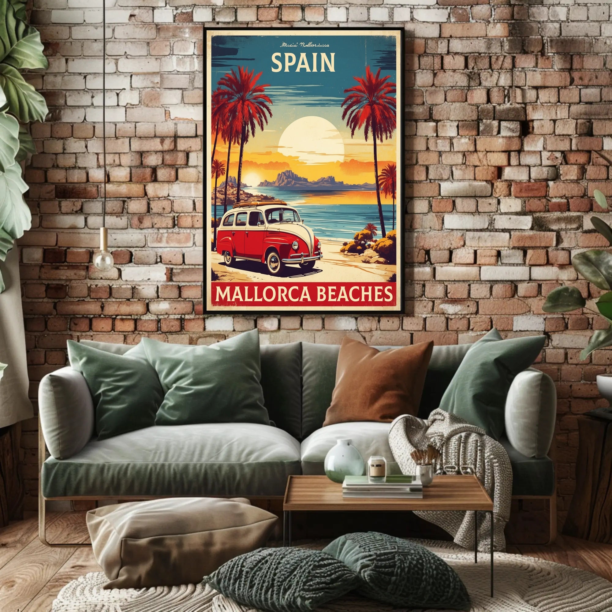 Mallorca Beaches Vintage Travel Advertisement Poster PosterGoat