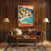 Mallorca Coastal Village Charm Vintage Travel Poster PosterGoat