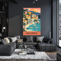 Mallorca Coastal Village Charm Vintage Travel Poster PosterGoat