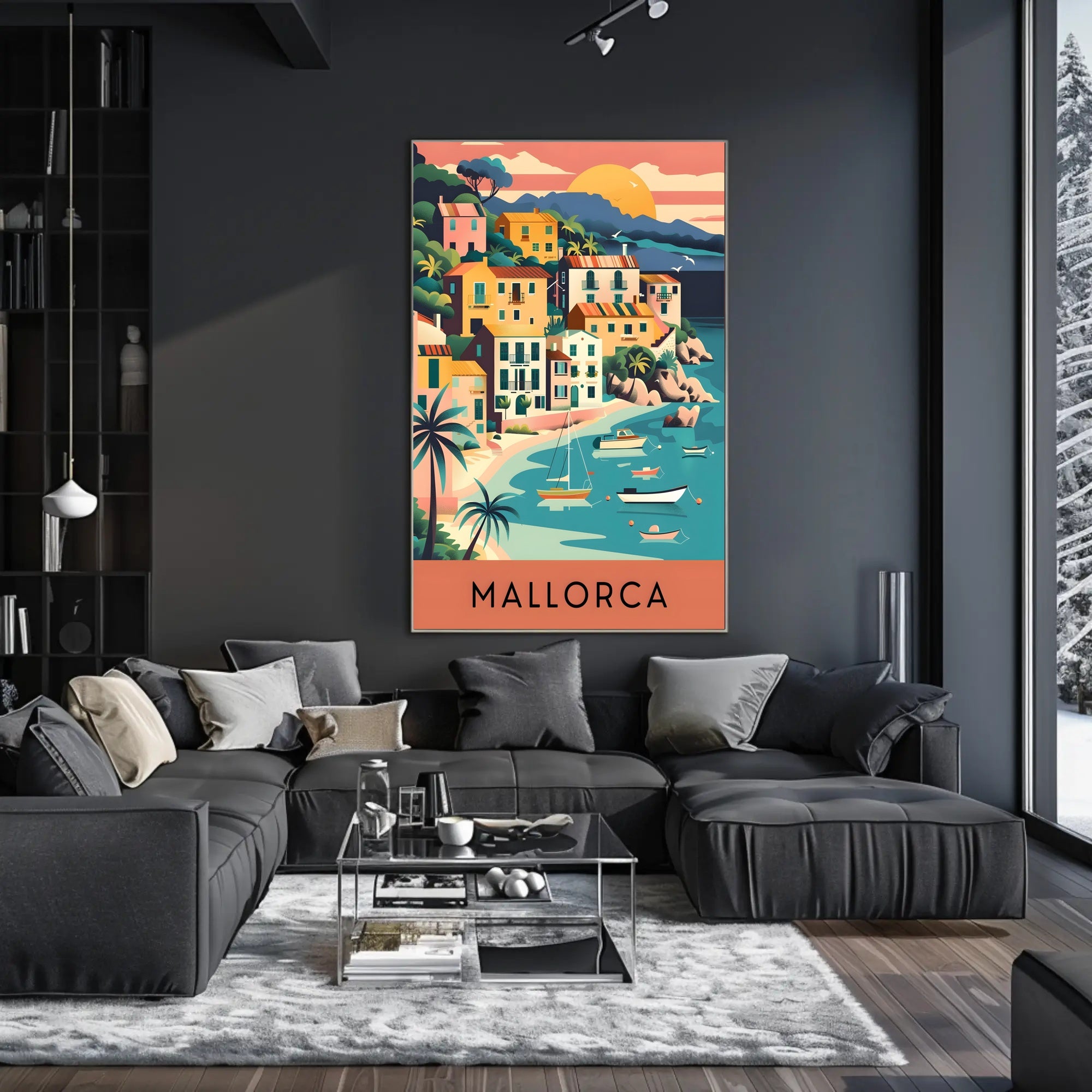 Mallorca Coastal Village Charm Vintage Travel Poster PosterGoat