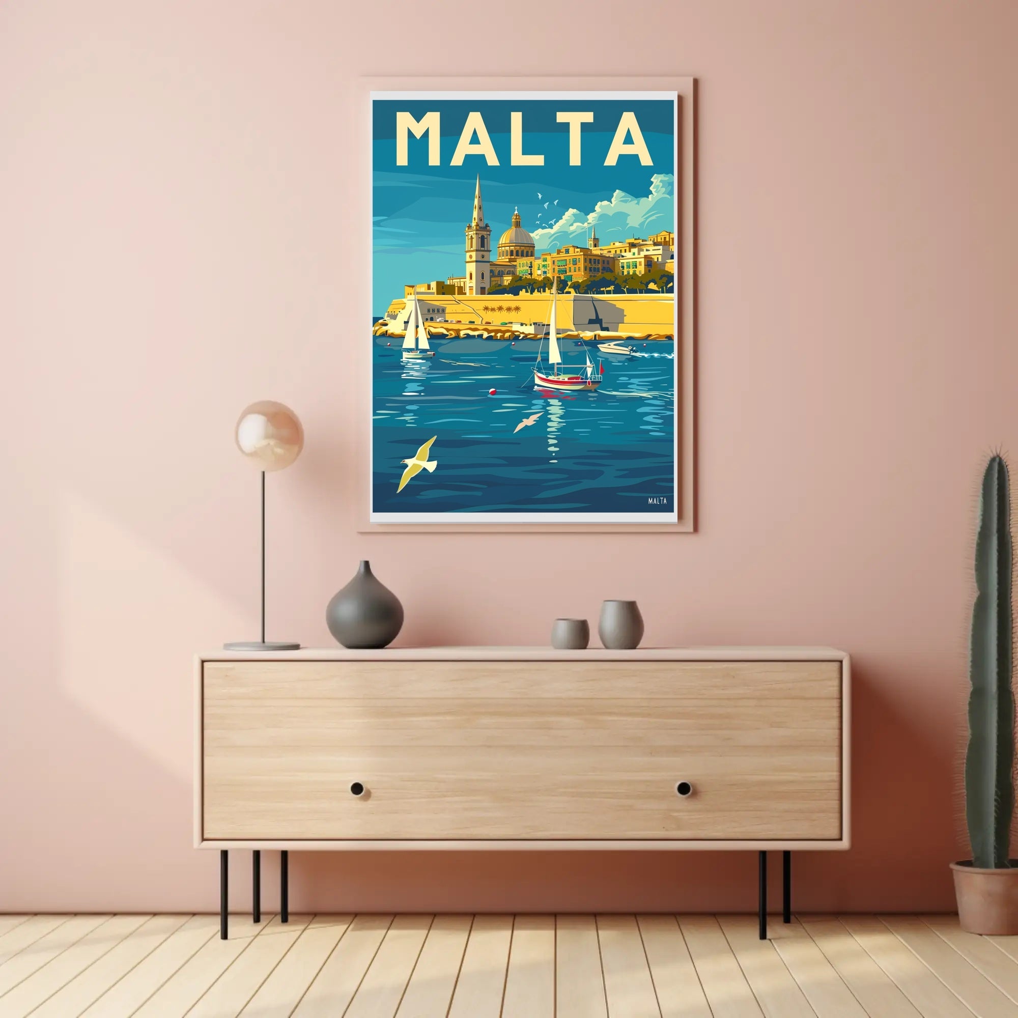 Malta Coastal View Vintage Travel Poster PosterGoat