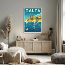 Malta Coastal View Vintage Travel Poster PosterGoat