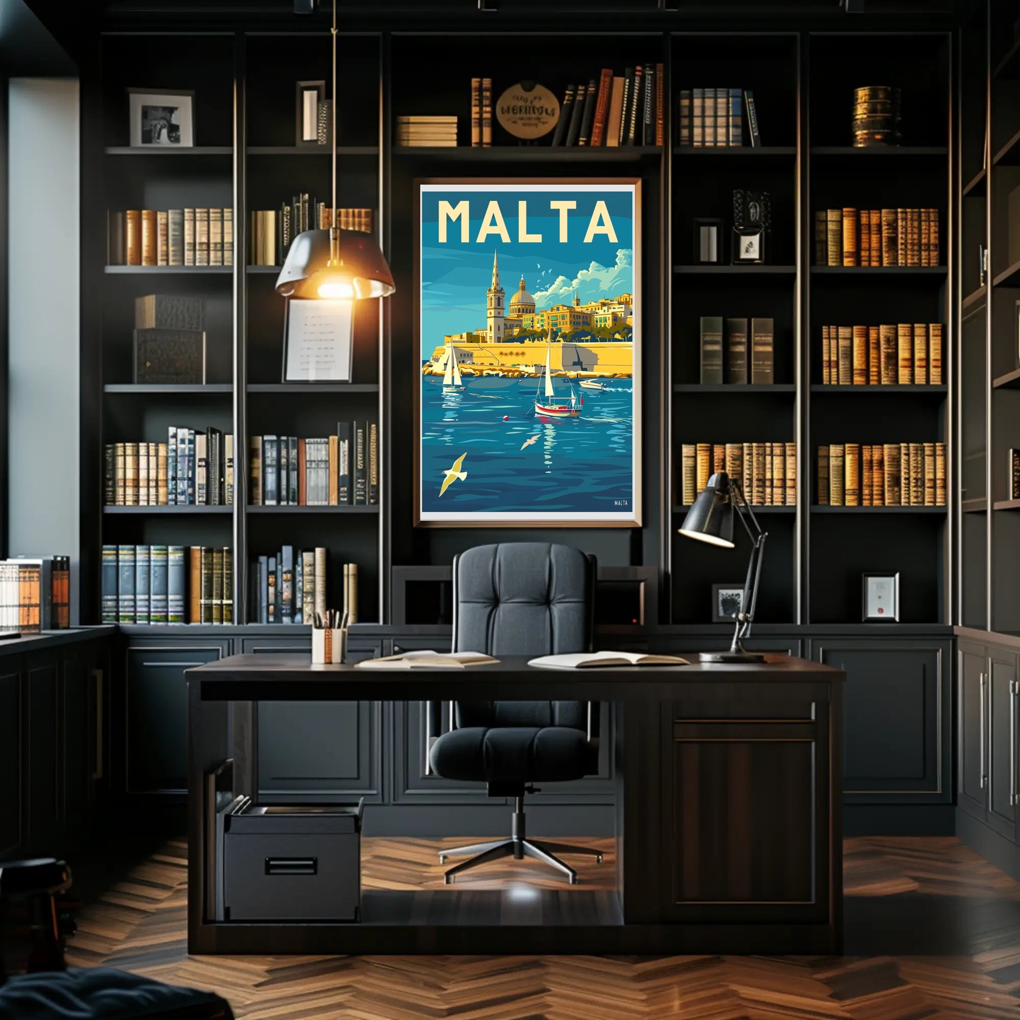 Malta Coastal View Vintage Travel Poster PosterGoat