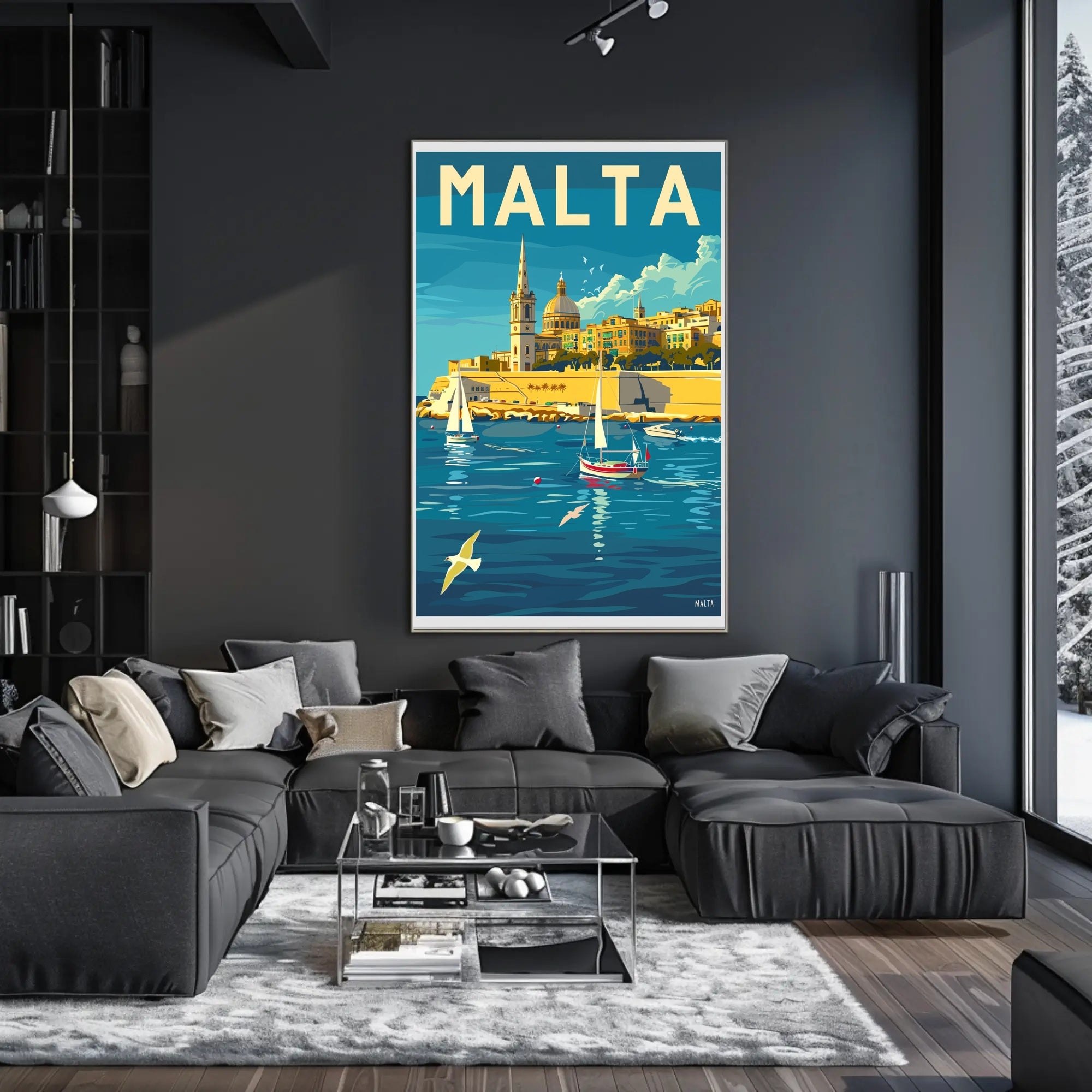 Malta Coastal View Vintage Travel Poster PosterGoat