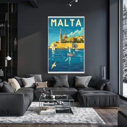 Malta Coastal View Vintage Travel Poster PosterGoat