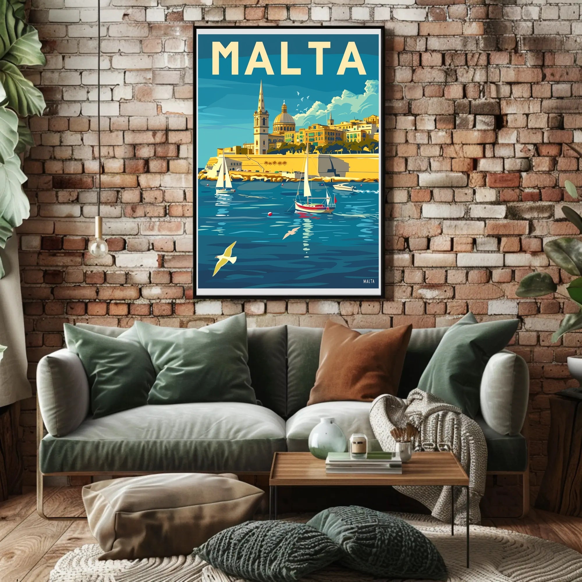 Malta Coastal View Vintage Travel Poster PosterGoat