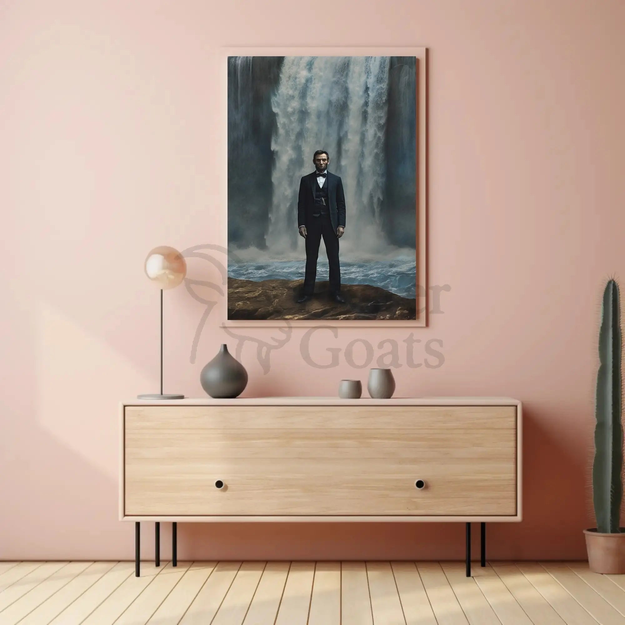 Man and Waterfall Historical Drama Art Poster PosterGoat