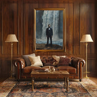 Man and Waterfall Historical Drama Art Poster PosterGoat