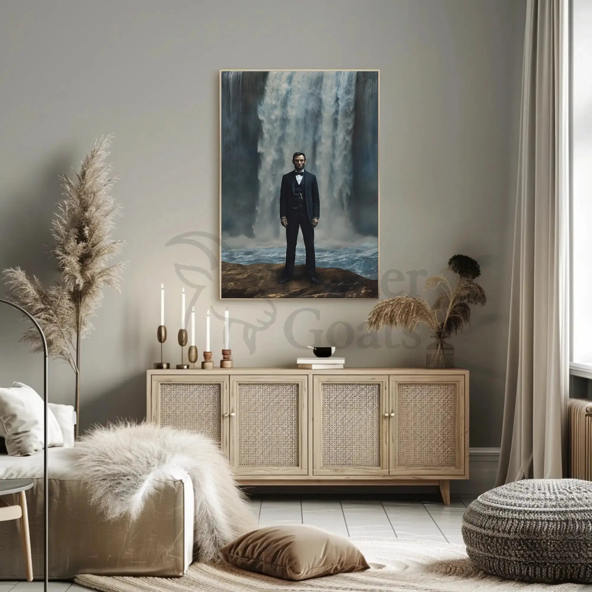 Man and Waterfall Historical Drama Art Poster PosterGoat