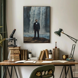 Man and Waterfall Historical Drama Art Poster PosterGoat