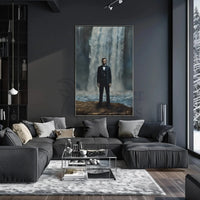 Man and Waterfall Historical Drama Art Poster PosterGoat