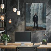 Man and Waterfall Historical Drama Art Poster PosterGoat