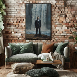 Man and Waterfall Historical Drama Art Poster PosterGoat