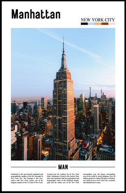 Manhattan Skyline Empire State Building Travel Poster PosterGoat