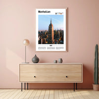 Manhattan Skyline Empire State Building Travel Poster PosterGoat