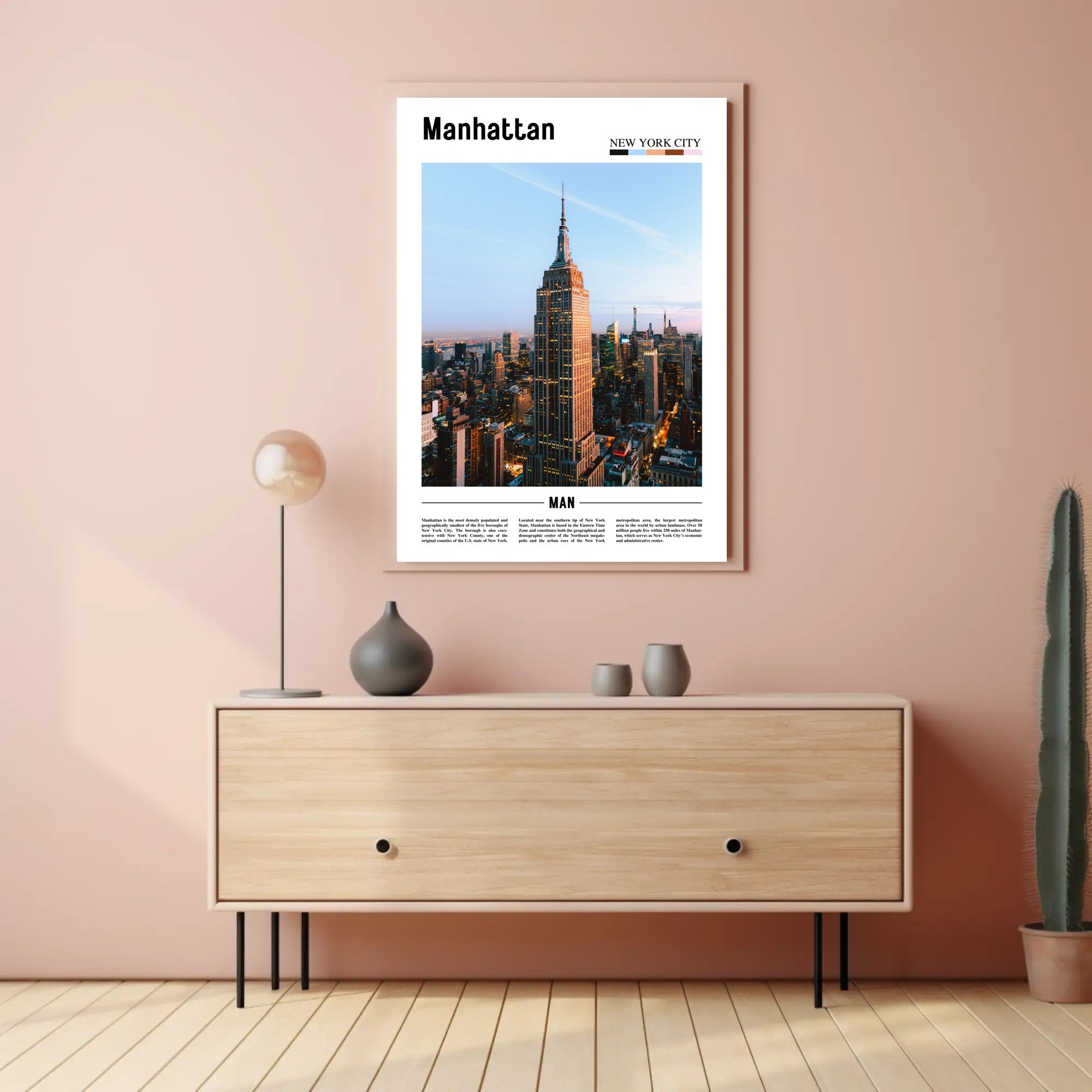 Manhattan Skyline Empire State Building Travel Poster PosterGoat