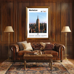 Manhattan Skyline Empire State Building Travel Poster PosterGoat