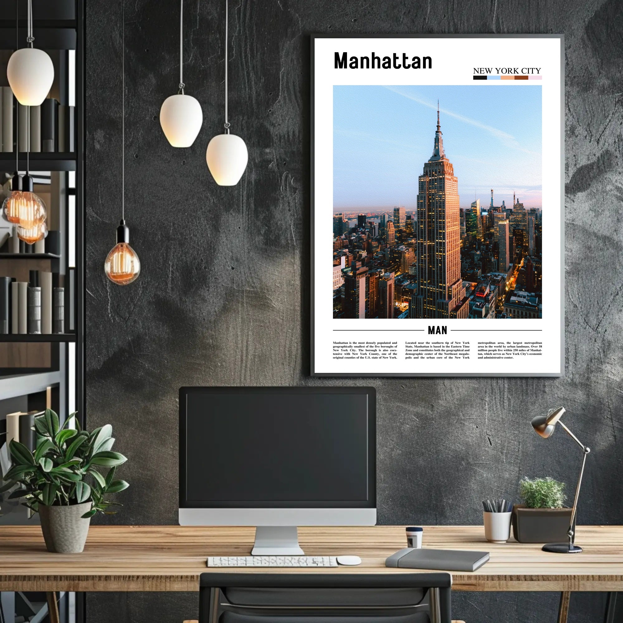 Manhattan Skyline Empire State Building Travel Poster PosterGoat