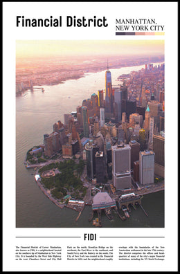 Manhattan Skyline Financial District travel poster PosterGoat