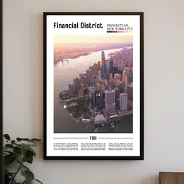 Manhattan Skyline Financial District travel poster PosterGoat