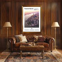 Manhattan Skyline Financial District travel poster PosterGoat