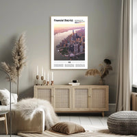 Manhattan Skyline Financial District travel poster PosterGoat