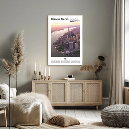 Manhattan Skyline Financial District travel poster PosterGoat