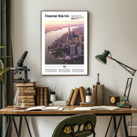 Manhattan Skyline Financial District travel poster PosterGoat