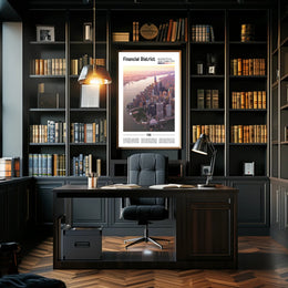 Manhattan Skyline Financial District travel poster PosterGoat
