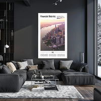 Manhattan Skyline Financial District travel poster PosterGoat