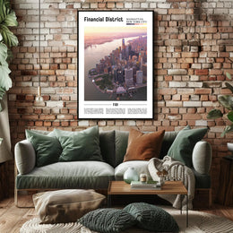 Manhattan Skyline Financial District travel poster PosterGoat
