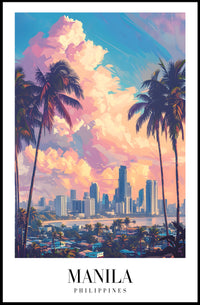 Manila Skyline at Sunset Cityscape Poster PosterGoat