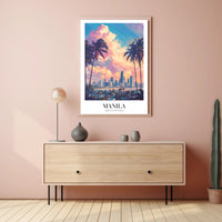 Manila Skyline at Sunset Cityscape Poster PosterGoat