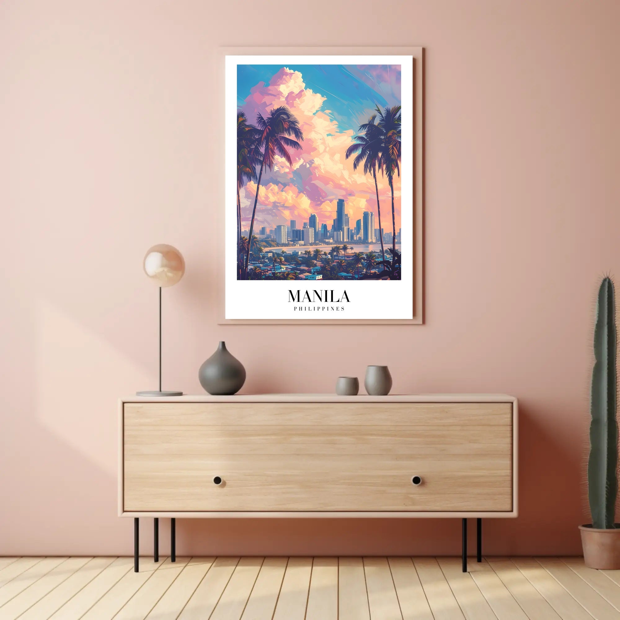 Manila Skyline at Sunset Cityscape Poster PosterGoat