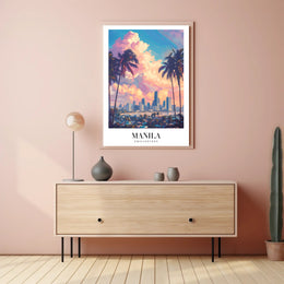 Manila Skyline at Sunset Cityscape Poster PosterGoat