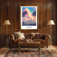 Manila Skyline at Sunset Cityscape Poster PosterGoat