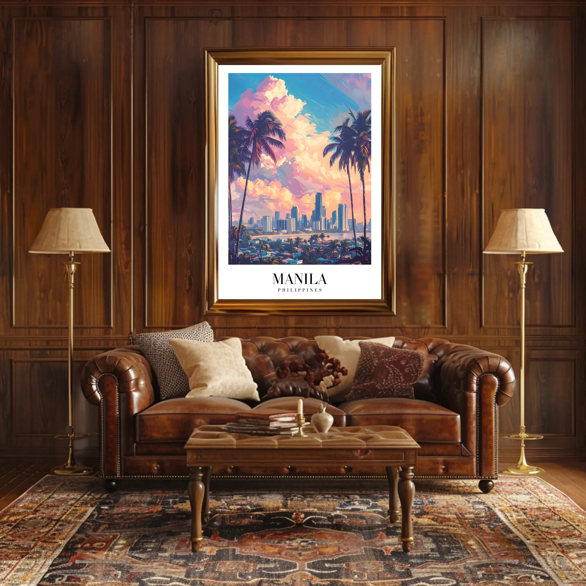 Manila Skyline at Sunset Cityscape Poster PosterGoat