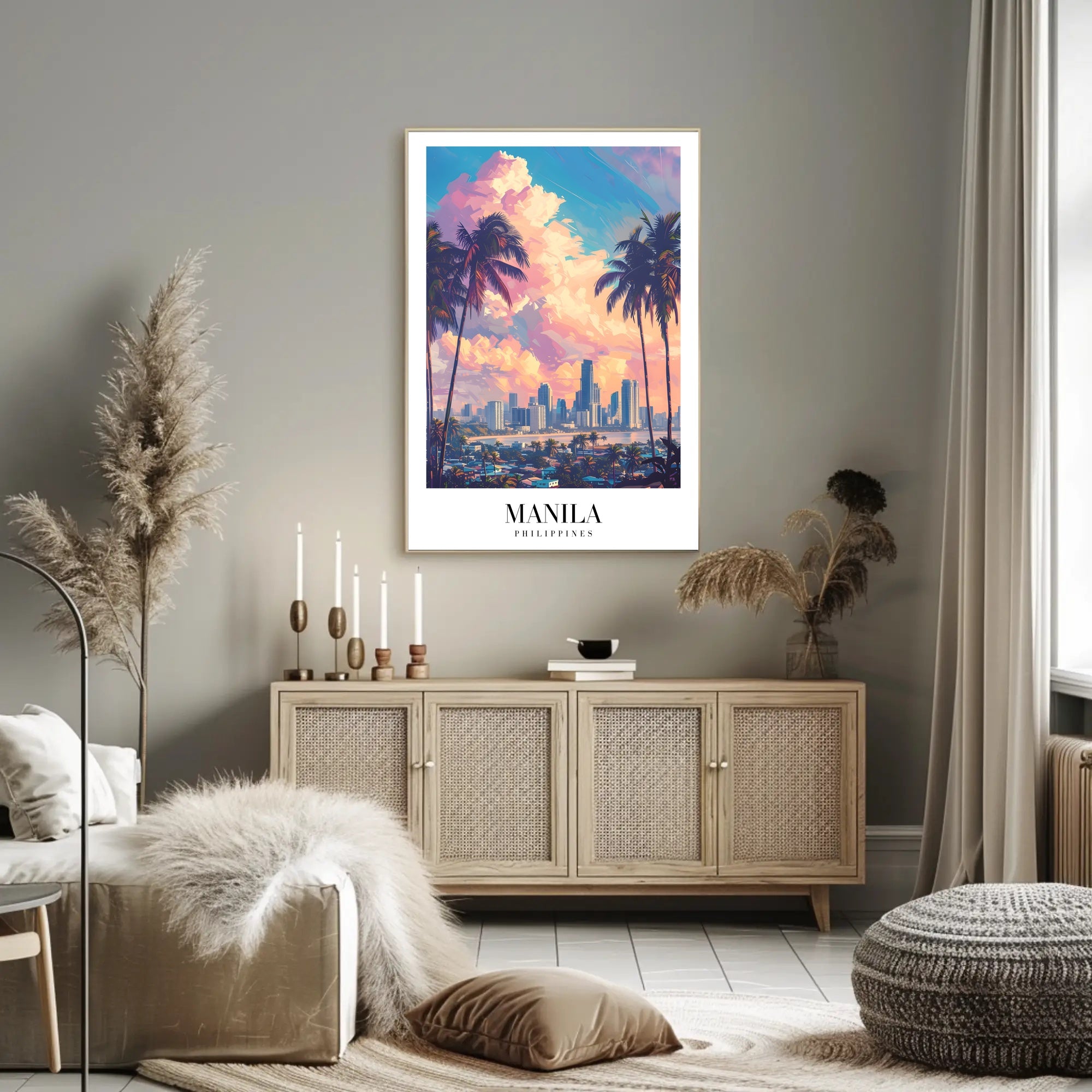 Manila Skyline at Sunset Cityscape Poster PosterGoat
