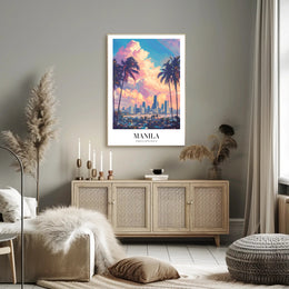 Manila Skyline at Sunset Cityscape Poster PosterGoat
